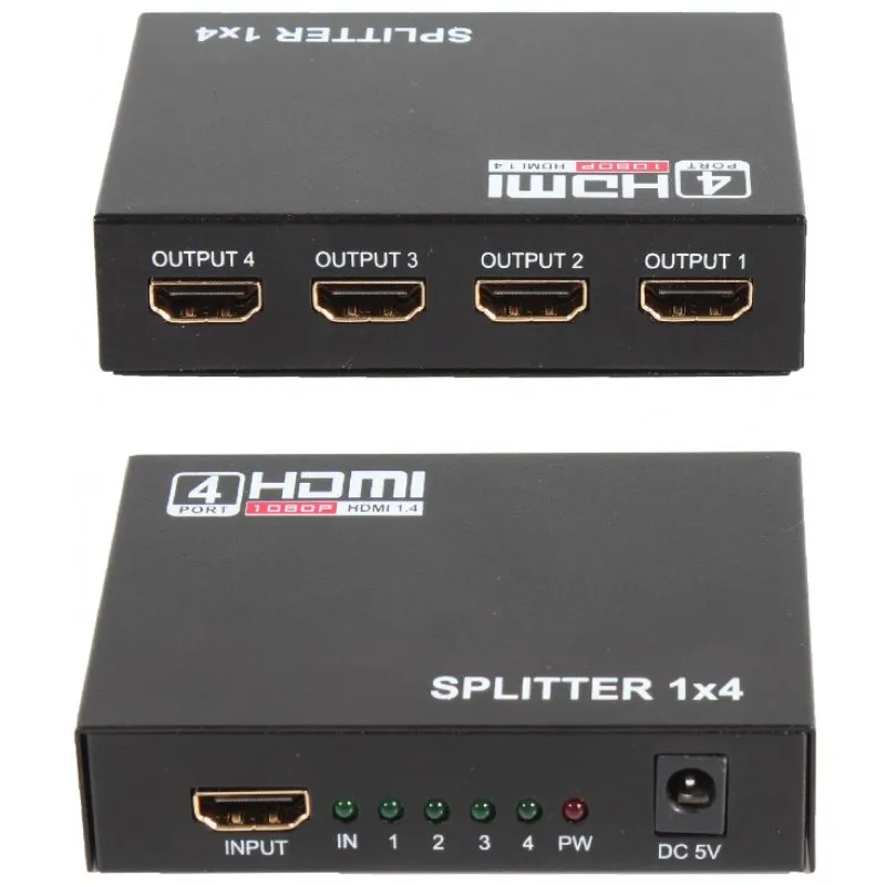 1 to 4 HDMI Splitter Adapter Converter for HDTV, 3D, TV, PC Computer Laptop