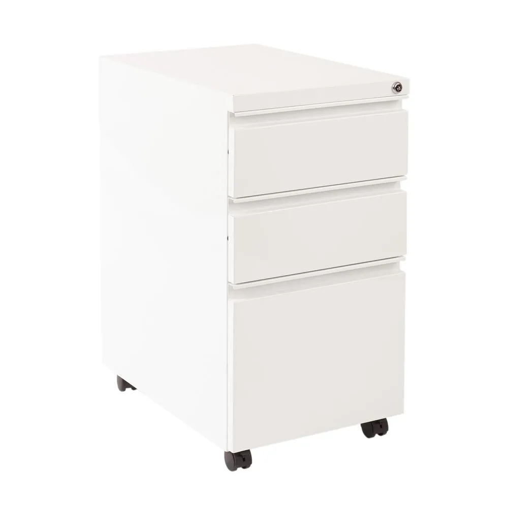 22" Closed Top Mobil Pedestal With Casters - File/File (White), PTC22BBF-WH