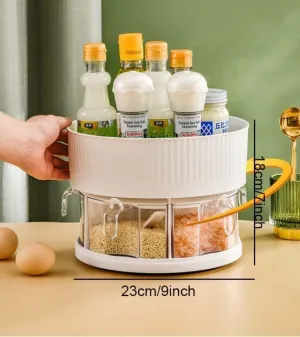 360 Rotating Spice Rack With Storage Tray