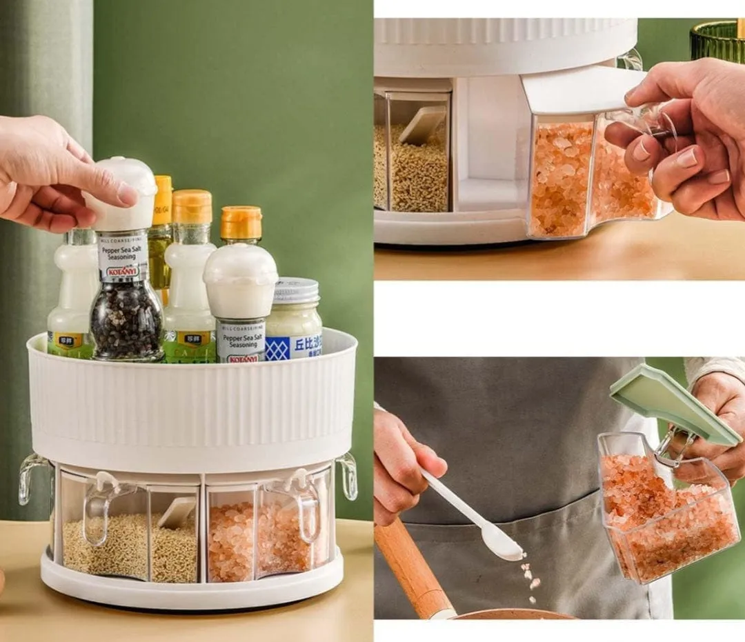 360 Rotating Spice Rack With Storage Tray