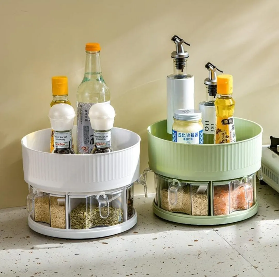 360 Rotating Spice Rack With Storage Tray