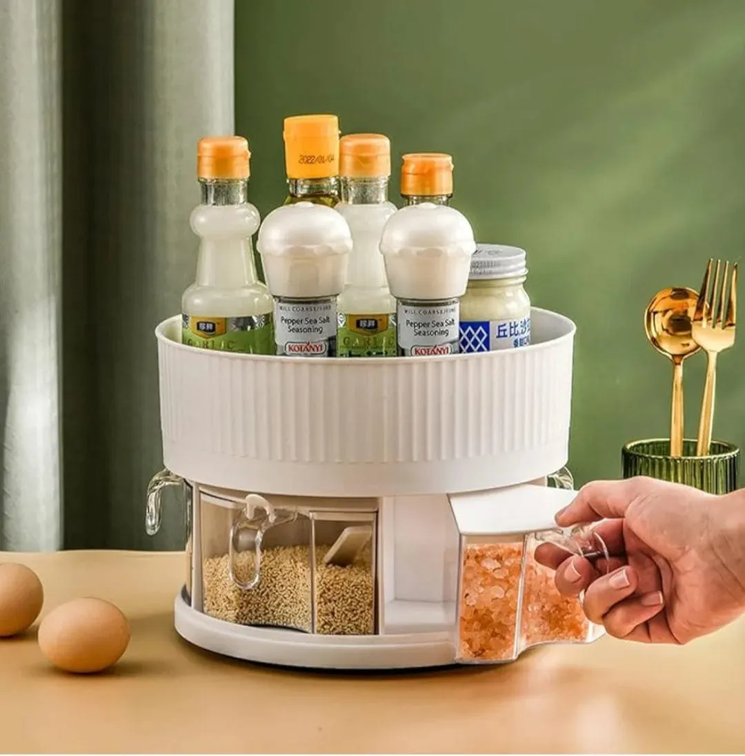 360 Rotating Spice Rack With Storage Tray