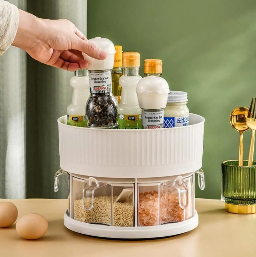 360 Rotating Spice Rack With Storage Tray