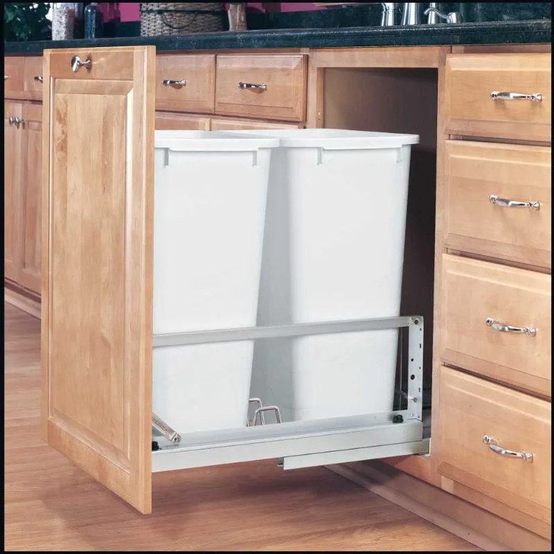 5349 Series White Bottom-Mount Single Waste Container Pull-Out Organizer (10.75" x 21.94" x 23.13")