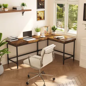 67" L-Shaped Desk, Industrial Reversible Computer Corner Desk