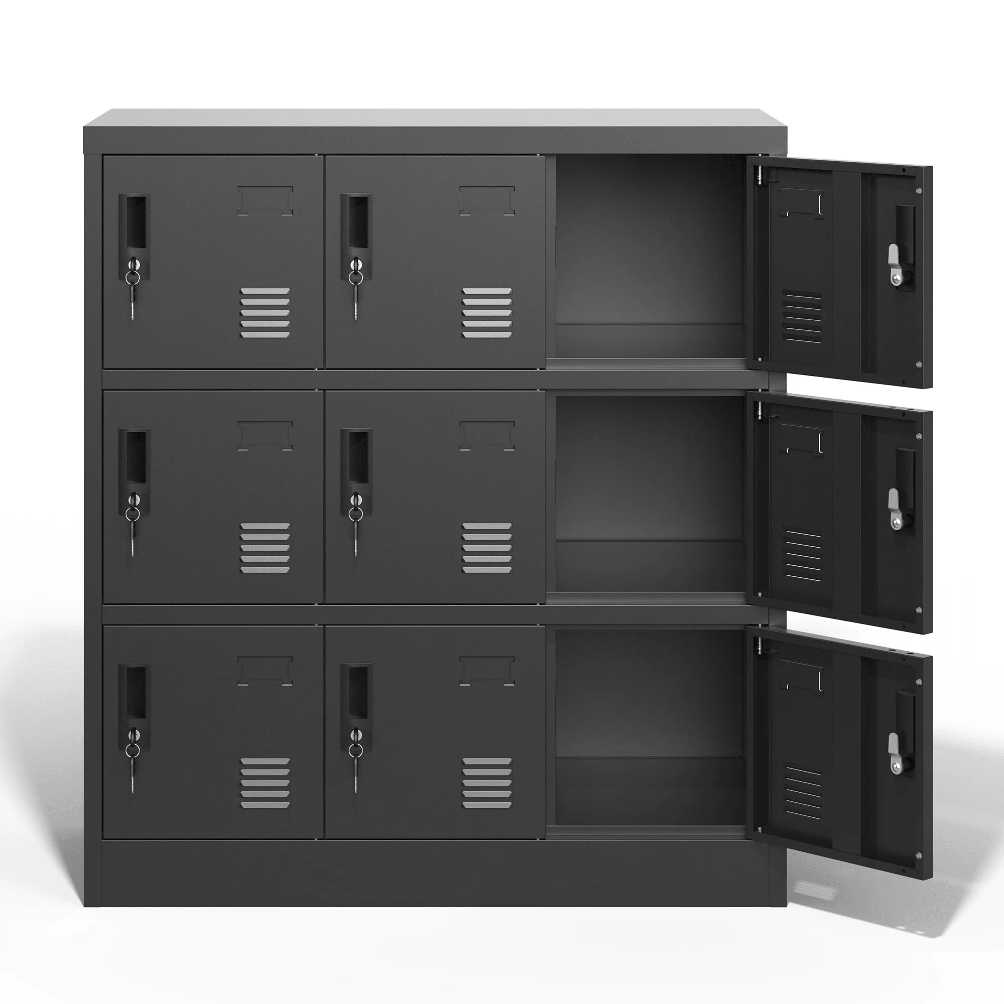 9-Door Employee Storage Locker, Metal Lockers for Office, Gym, School, and Homewith Card Slot (Black)