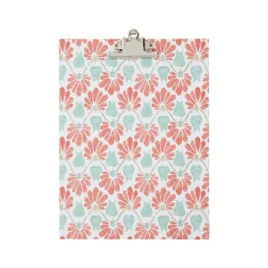 A4 Clipboard Ginko Tulips Coral/Aqua