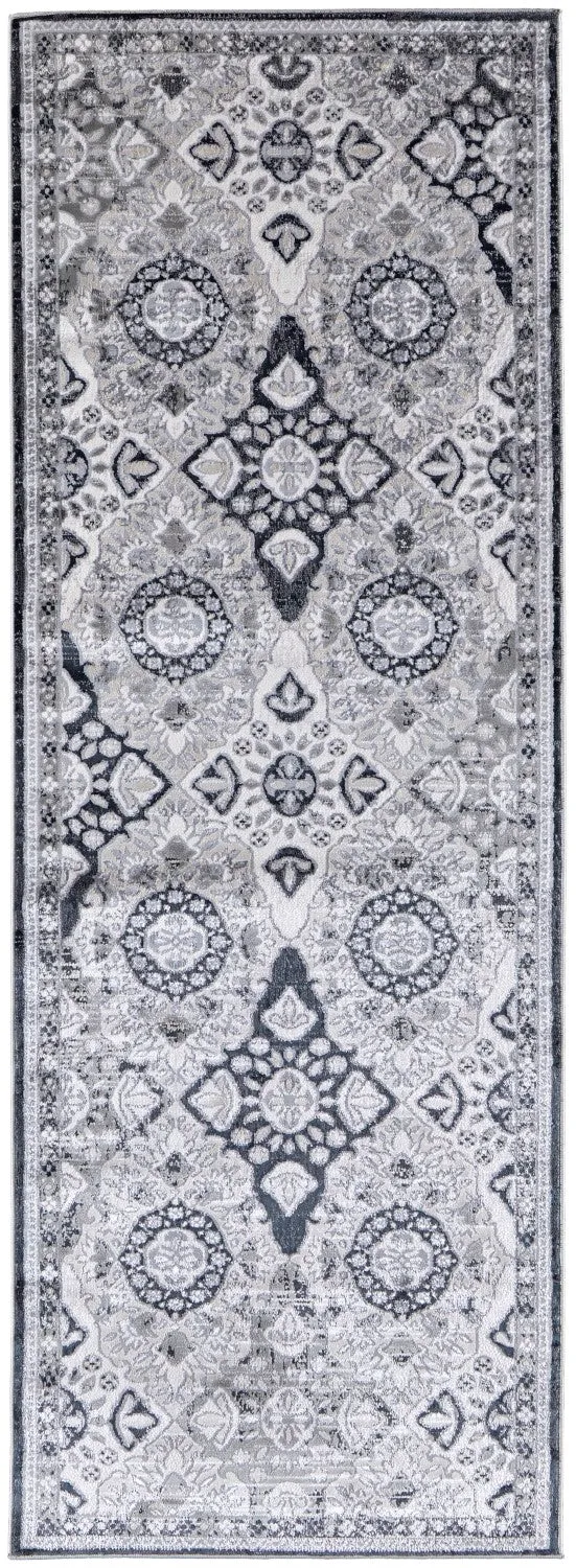 Adana Ornamental Ivory/Black/Silver Rug