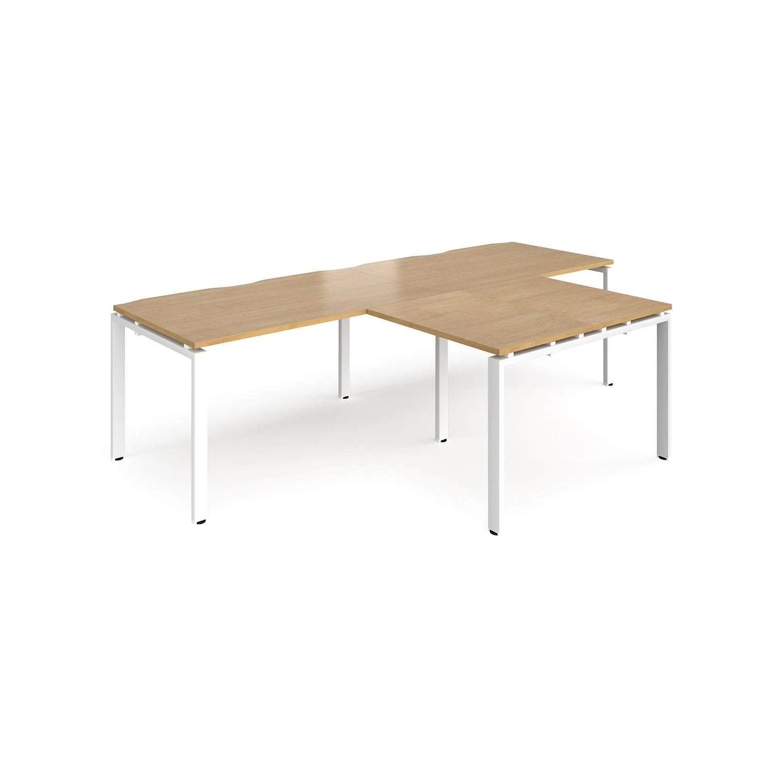 Adapt double straight desks 800 deep with 800mm return desks