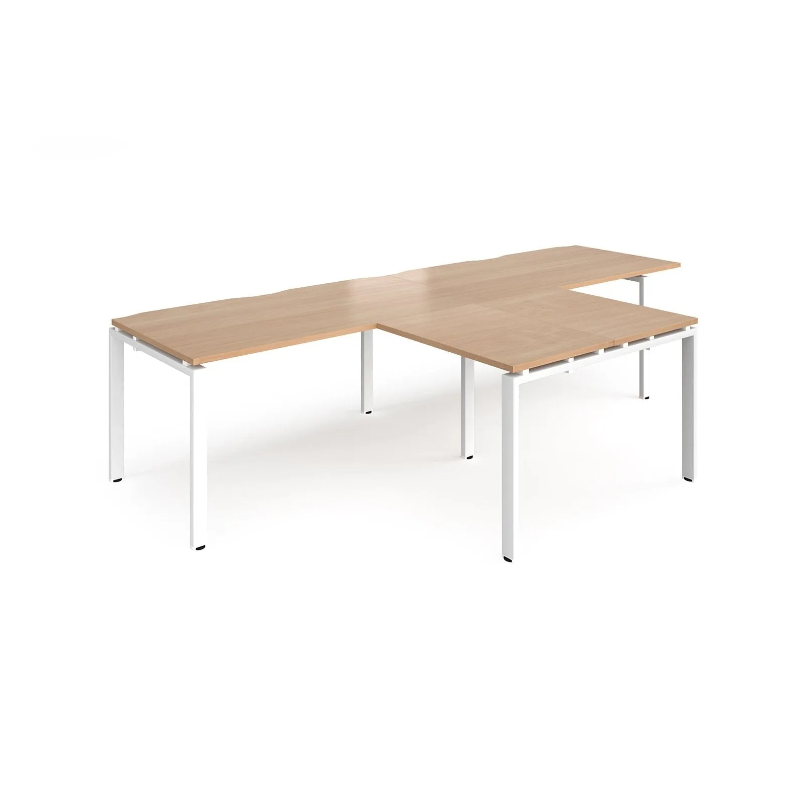 Adapt double straight desks 800 deep with 800mm return desks