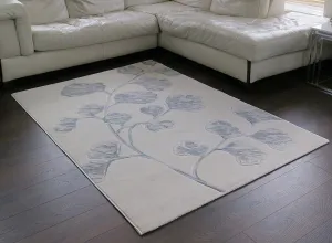 Art Sketched Floral Rug-Grey