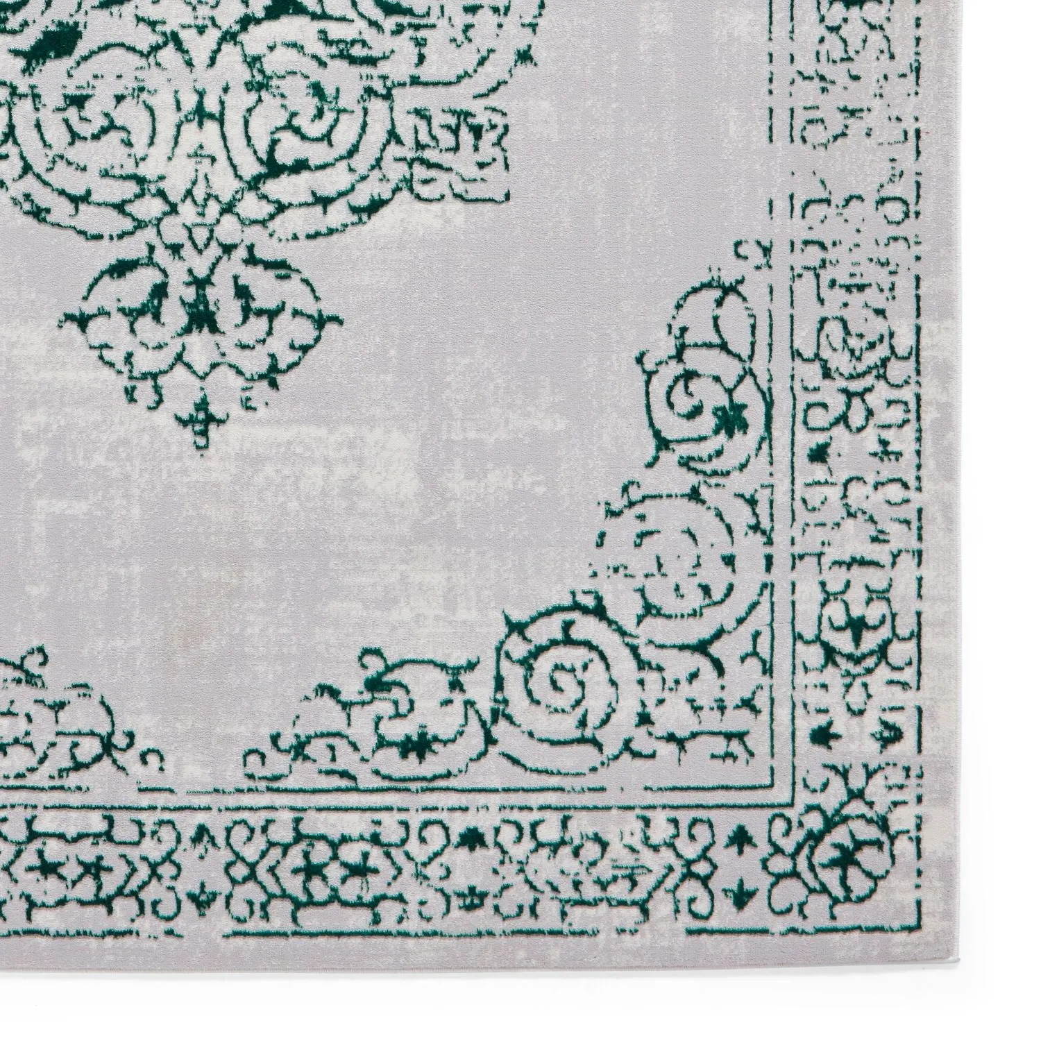 Artemis B9076A Green and Silver Vintage Rug