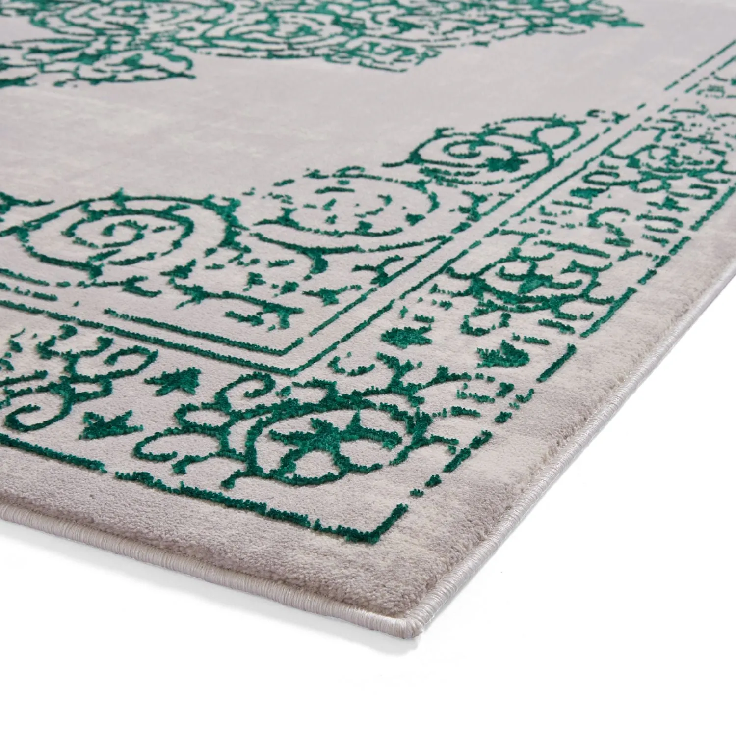 Artemis B9076A Green and Silver Vintage Rug