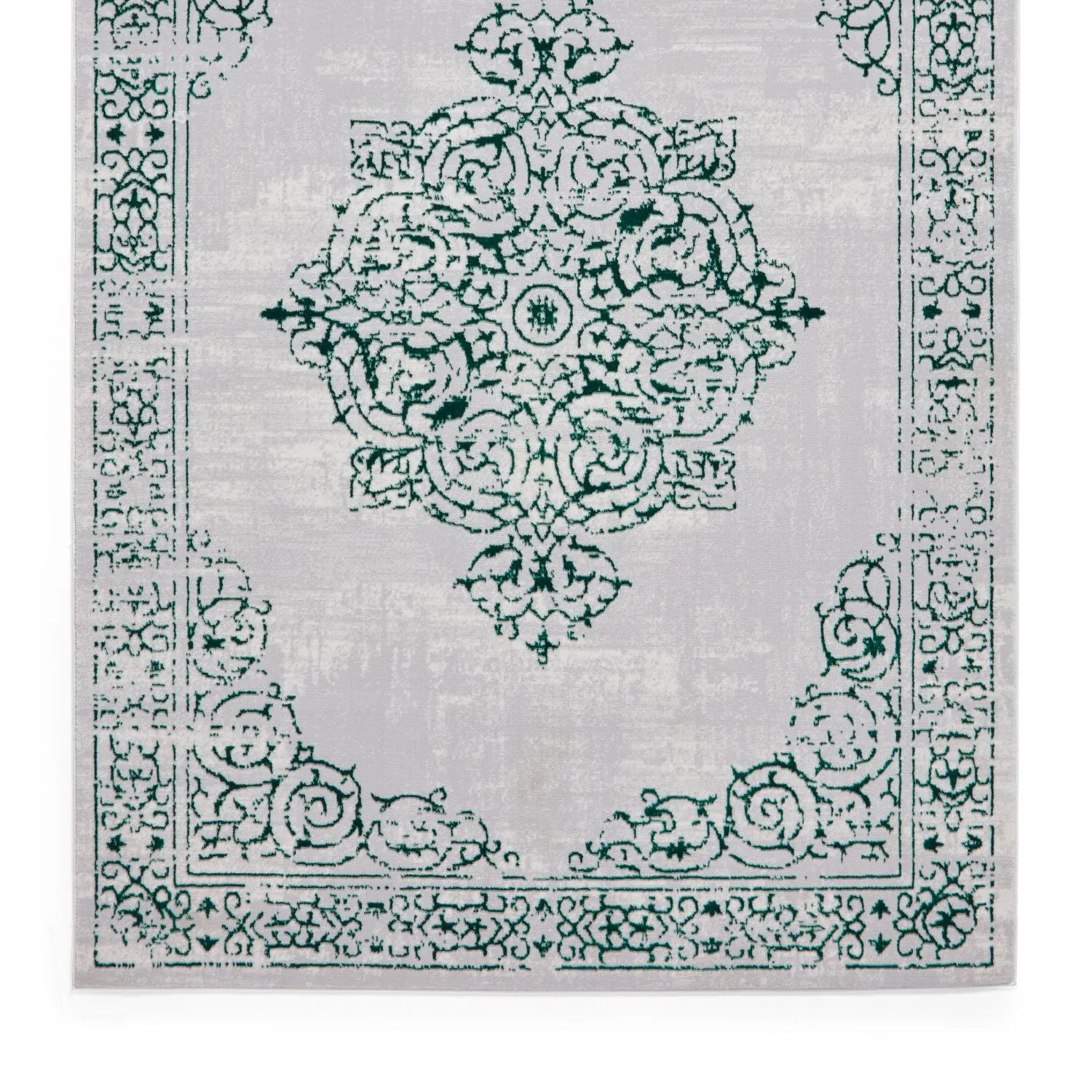 Artemis B9076A Green and Silver Vintage Rug