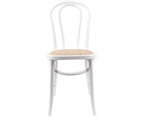 Azalea Arched Back Dining Chair 4 Set Solid Elm Timber Wood Rattan Seat - White