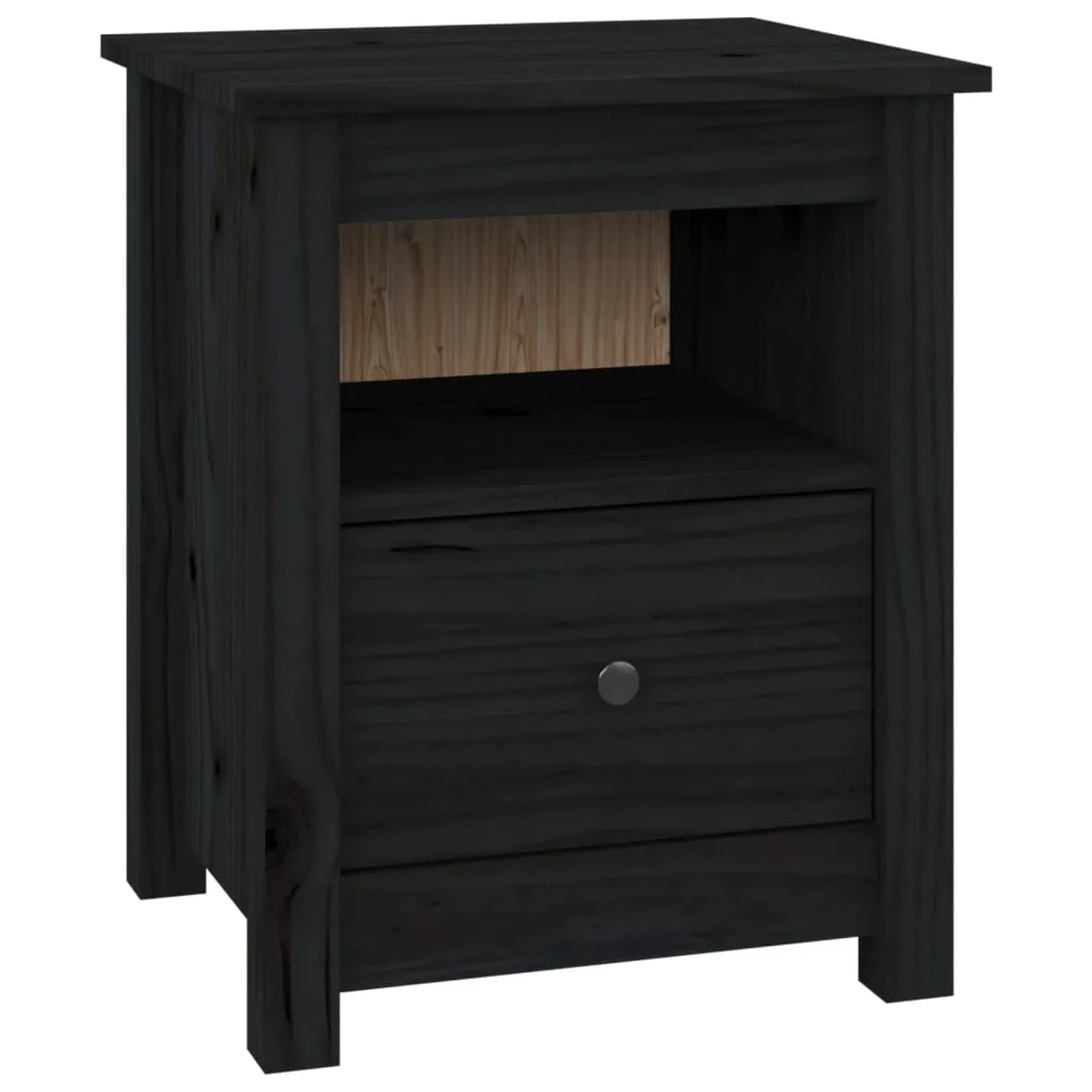 Bedside Cabinets 2 pcs Black 40x35x49 cm Solid Wood Pine