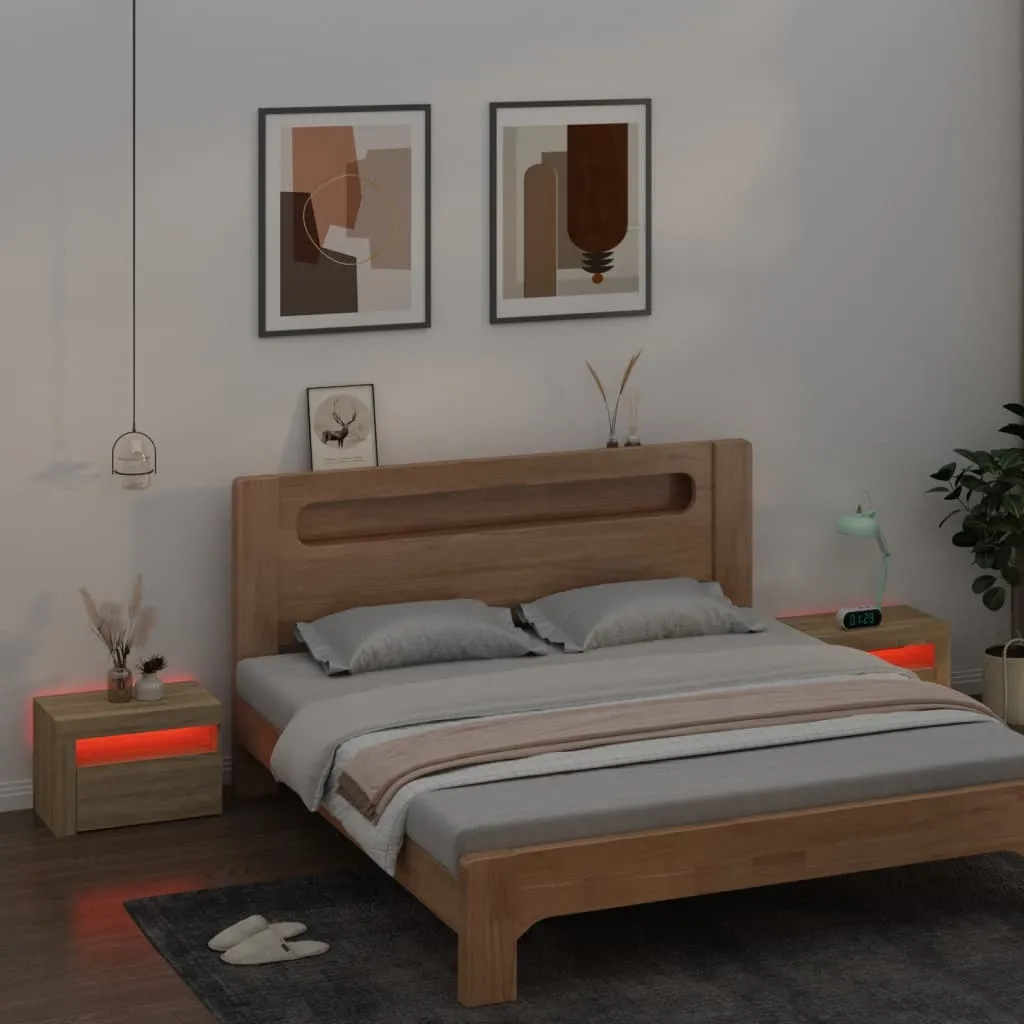 Bedside Cabinets 2 pcs with LEDs Sonoma Oak 60x35x40 cm