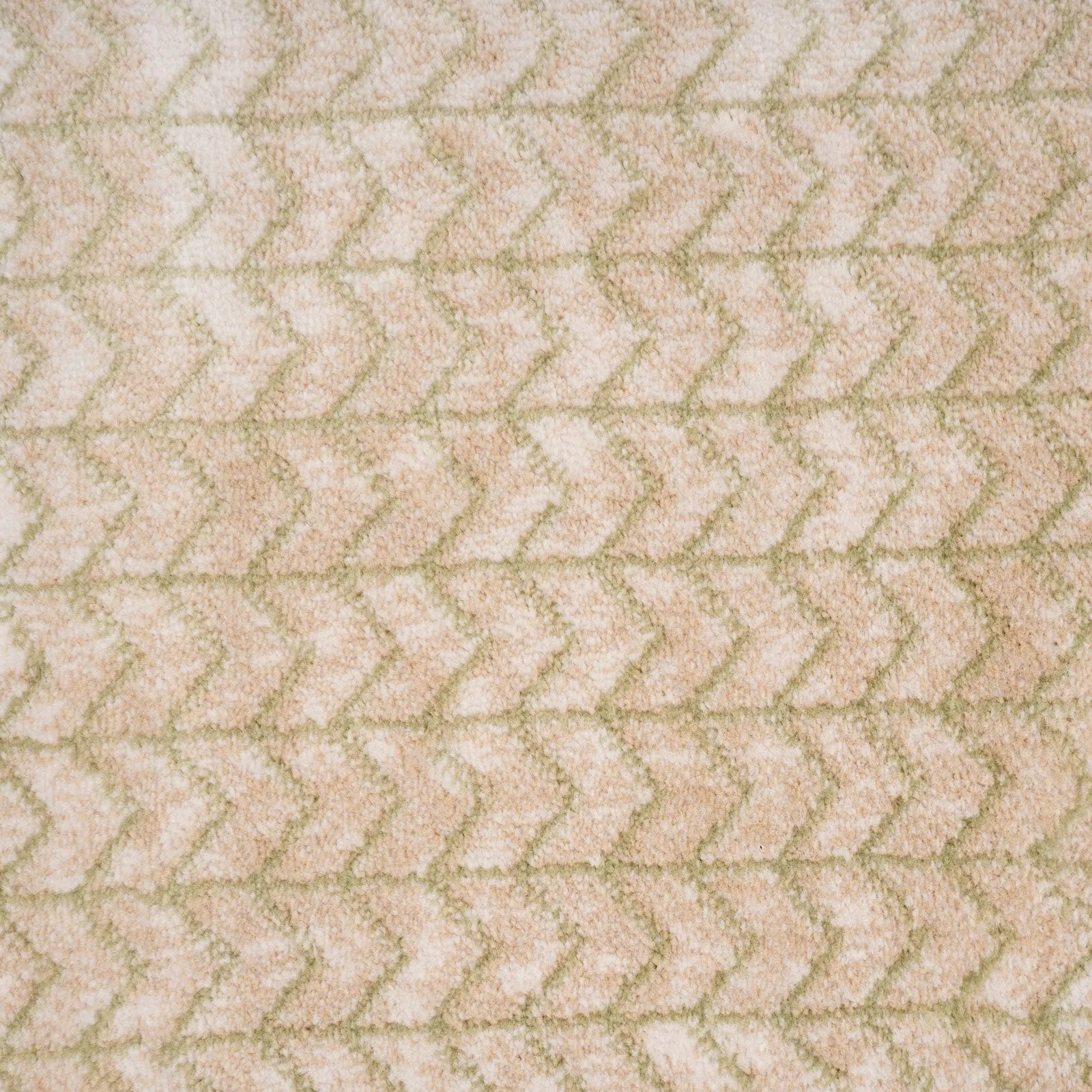 Beige Green Chevron Rug - Braided