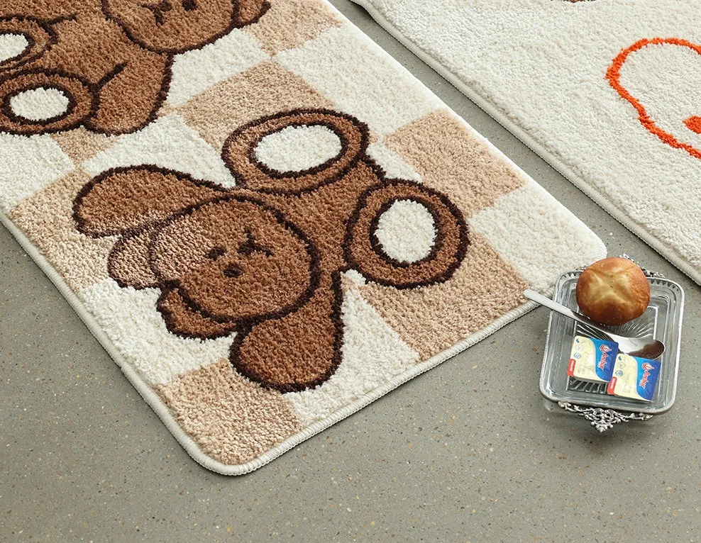 Beige Long Square Cute Animal Floor Mats Rugs Bear Bathroom Home Decor Bedroom Door Foot Pads Anti-slip Gifts