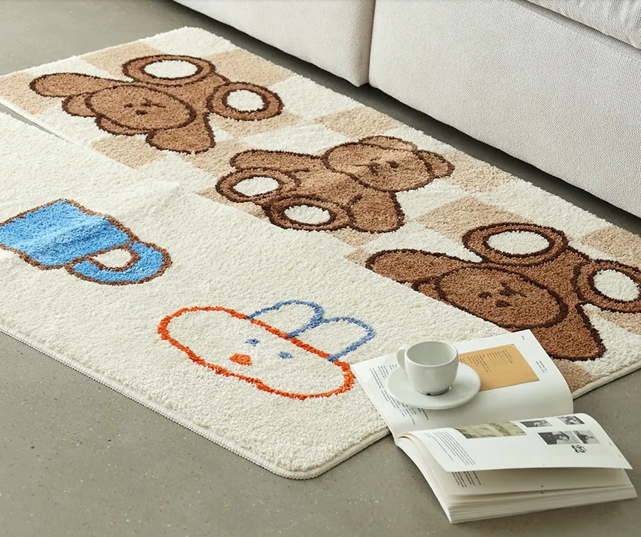 Beige Long Square Cute Animal Floor Mats Rugs Bear Bathroom Home Decor Bedroom Door Foot Pads Anti-slip Gifts