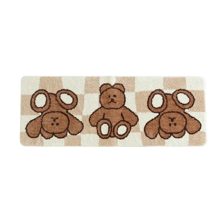 Beige Long Square Cute Animal Floor Mats Rugs Bear Bathroom Home Decor Bedroom Door Foot Pads Anti-slip Gifts