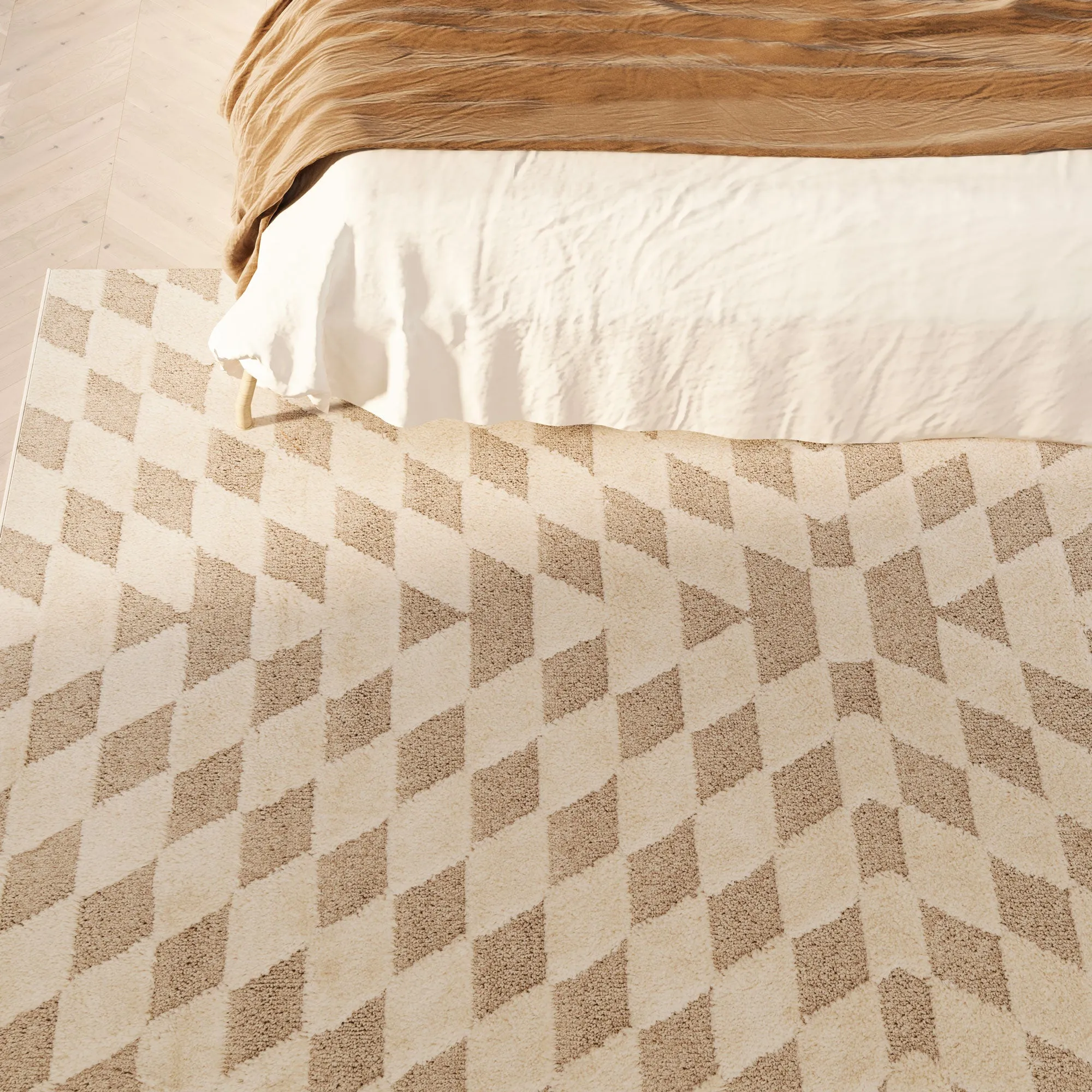 Beige White Rhombic Rug - Reva