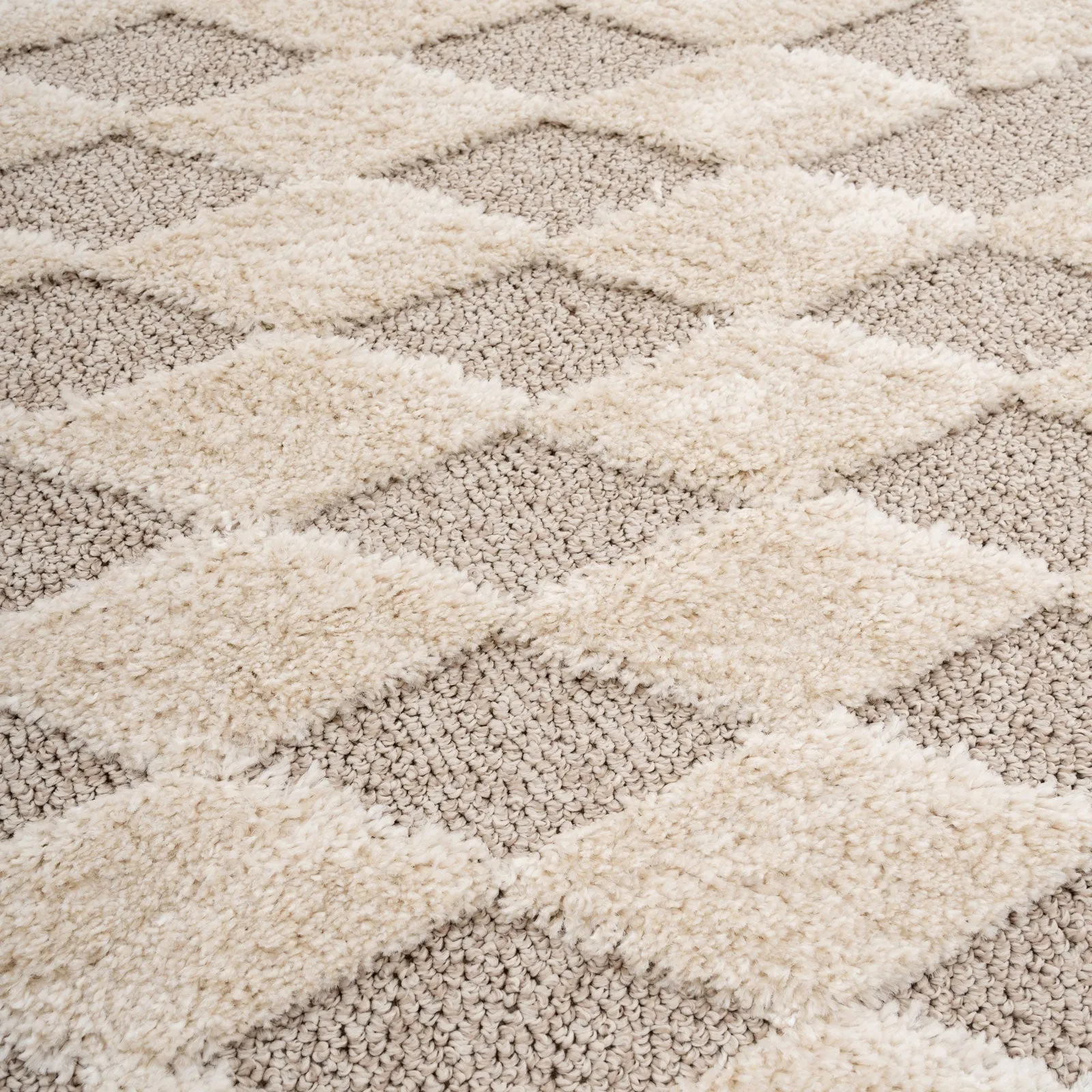 Beige White Rhombic Rug - Reva