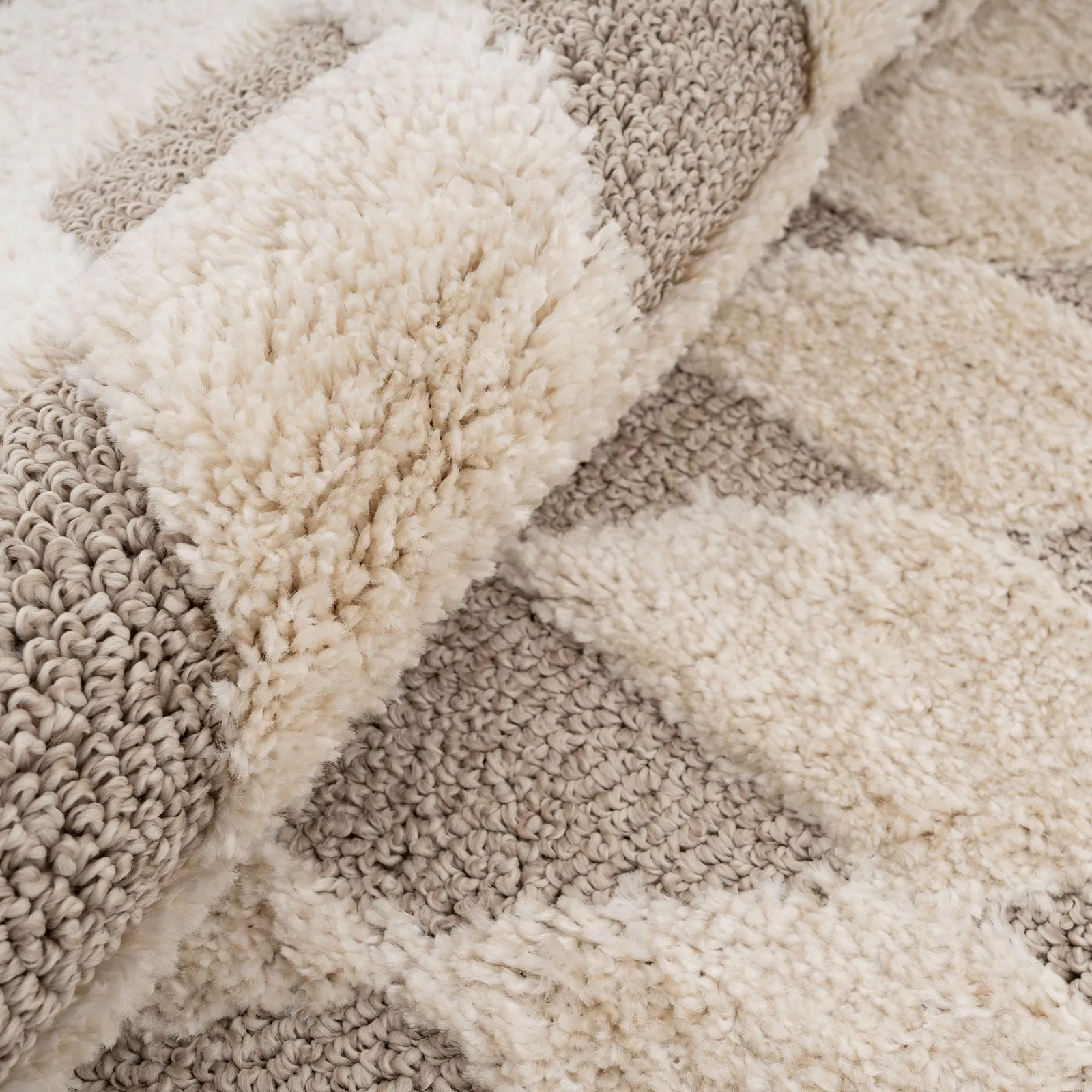 Beige White Rhombic Rug - Reva