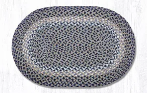 Blue and Natural Braided Rug - Oval