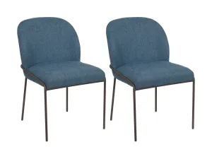 Blue High Back Upholstered Dining Chairs, Set of 2