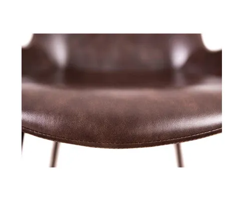 Brando Set of 4 PU Leather Upholstered Dining Chair Metal Leg - Brown