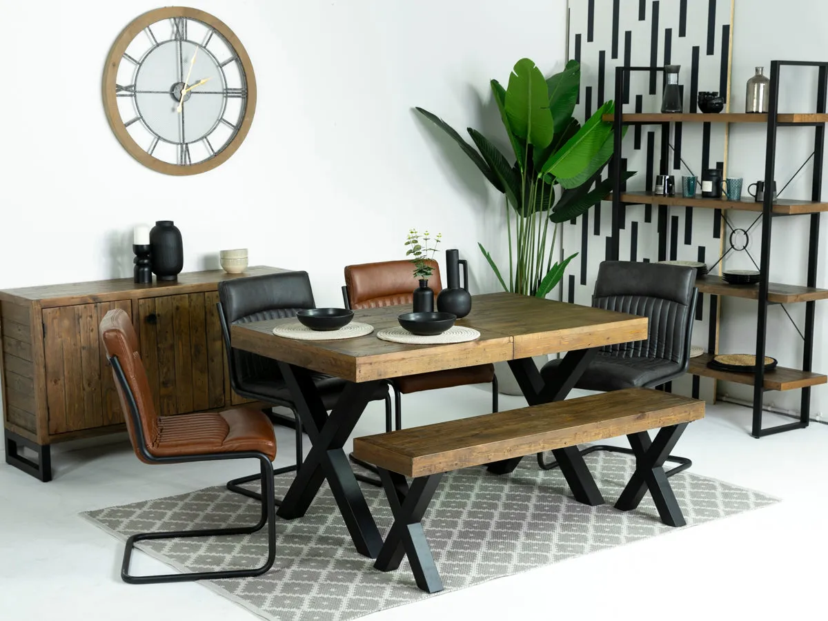 Brooklyn Extendable Cross Leg Dining Table (140cm - 180cm) & Brown Auburn Dining Chairs