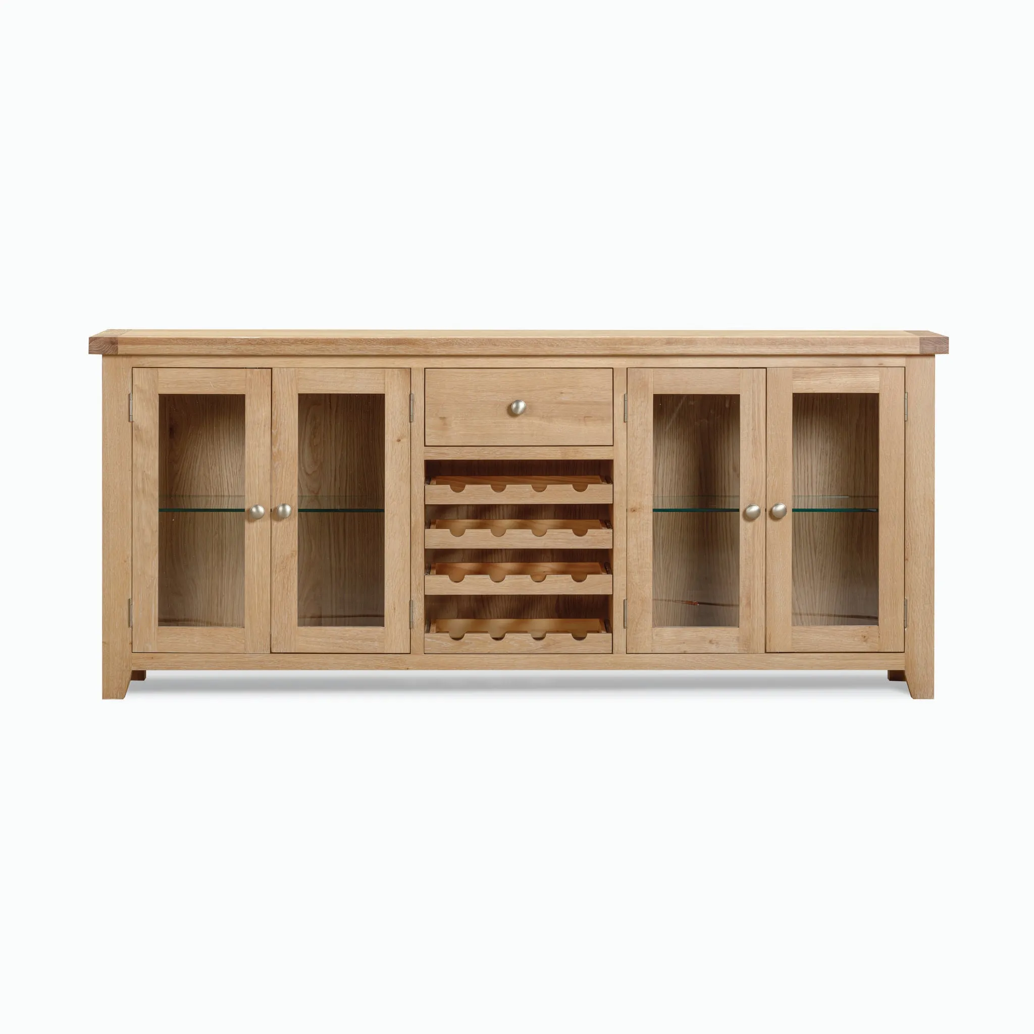 Burford Grand Sideboard with Wine Rack in Natural Oak