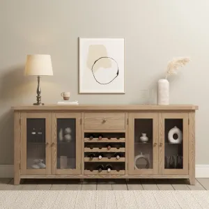 Burford Grand Sideboard with Wine Rack in Natural Oak