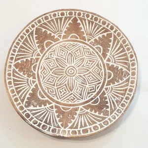 Carved boho tribal wooden plate