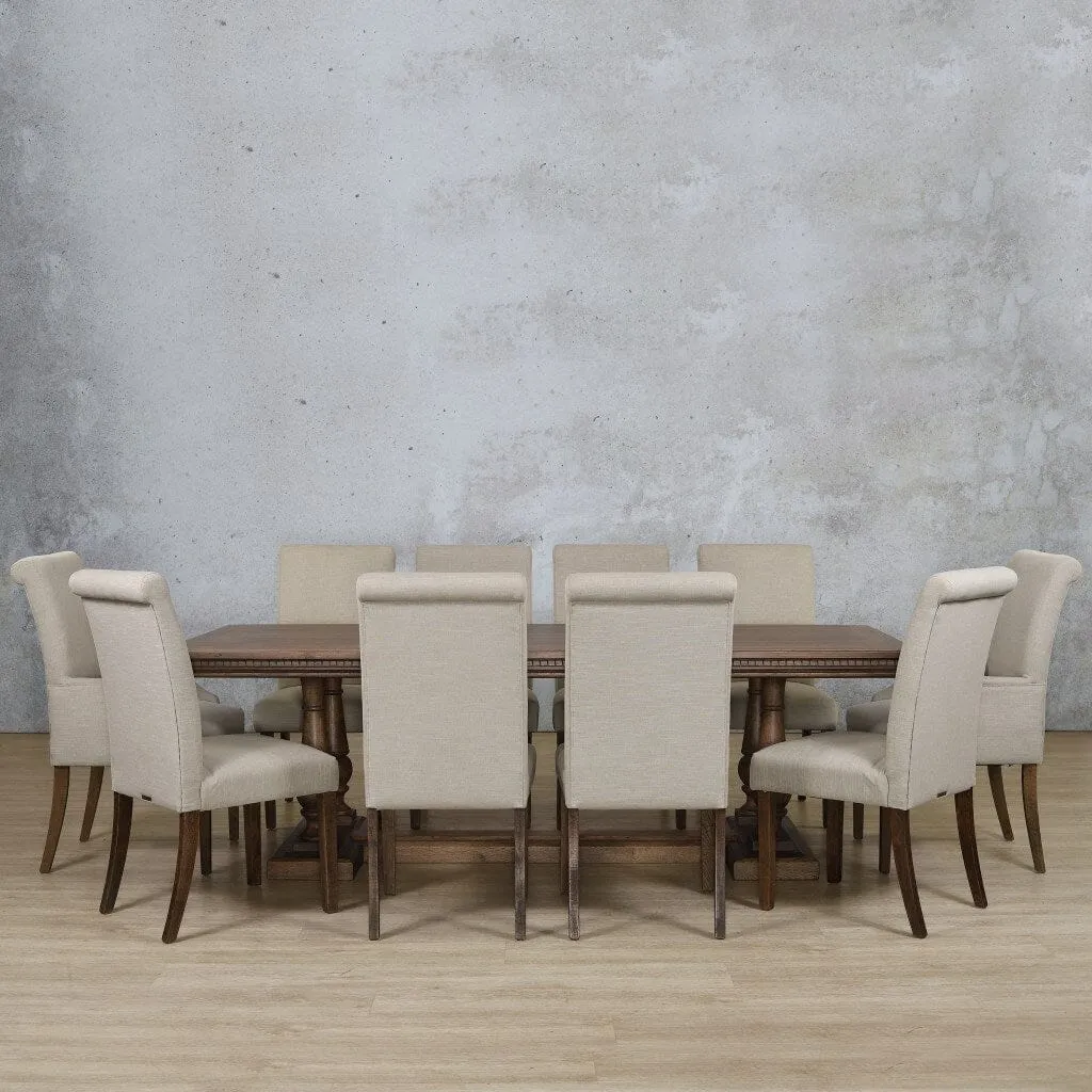 Charlotte Fluted Wood Top & Baron 10 Seater Dining Set