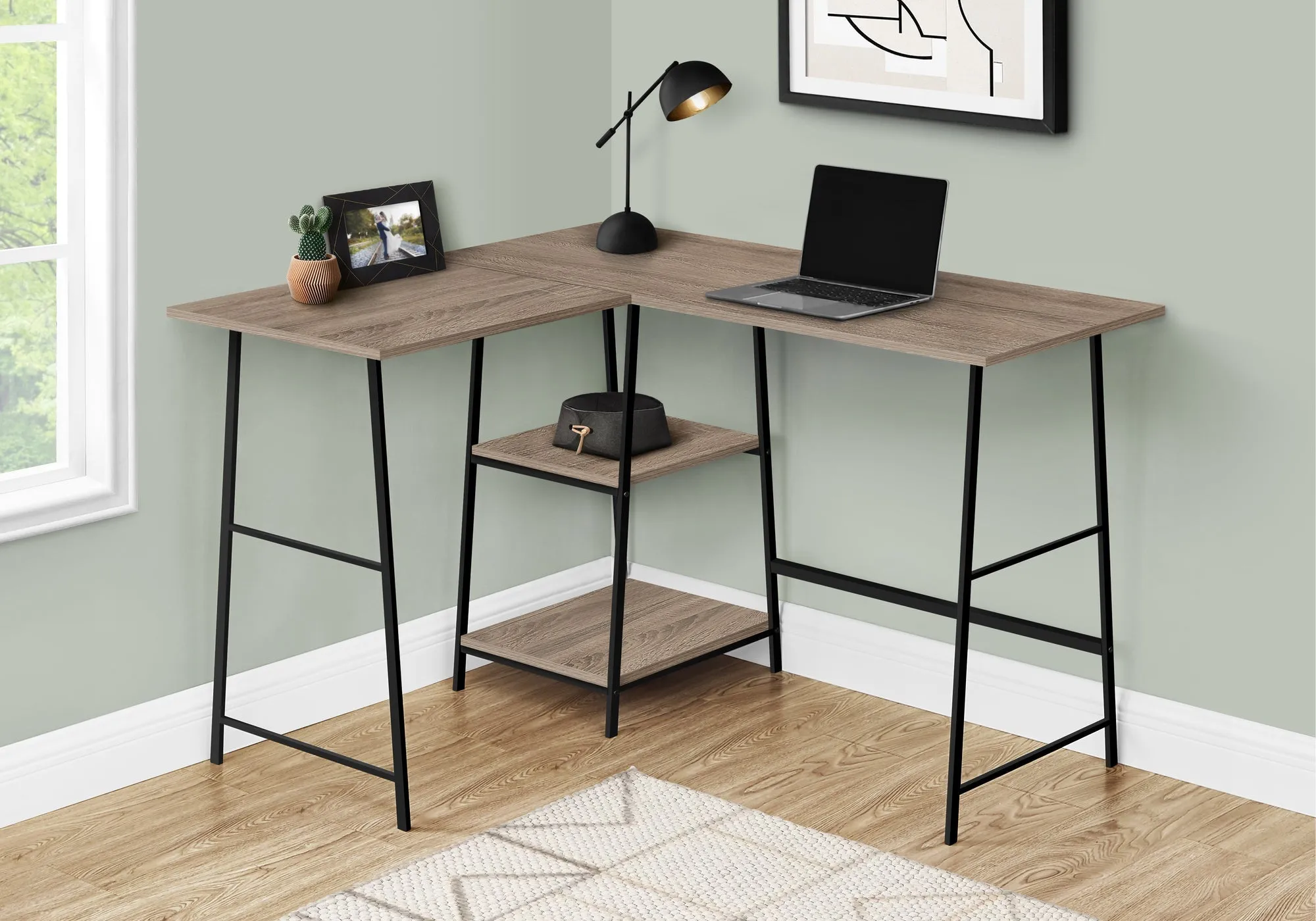 Computer Desk - 48"L / Dark Taupe Top/ Black Metal Corner