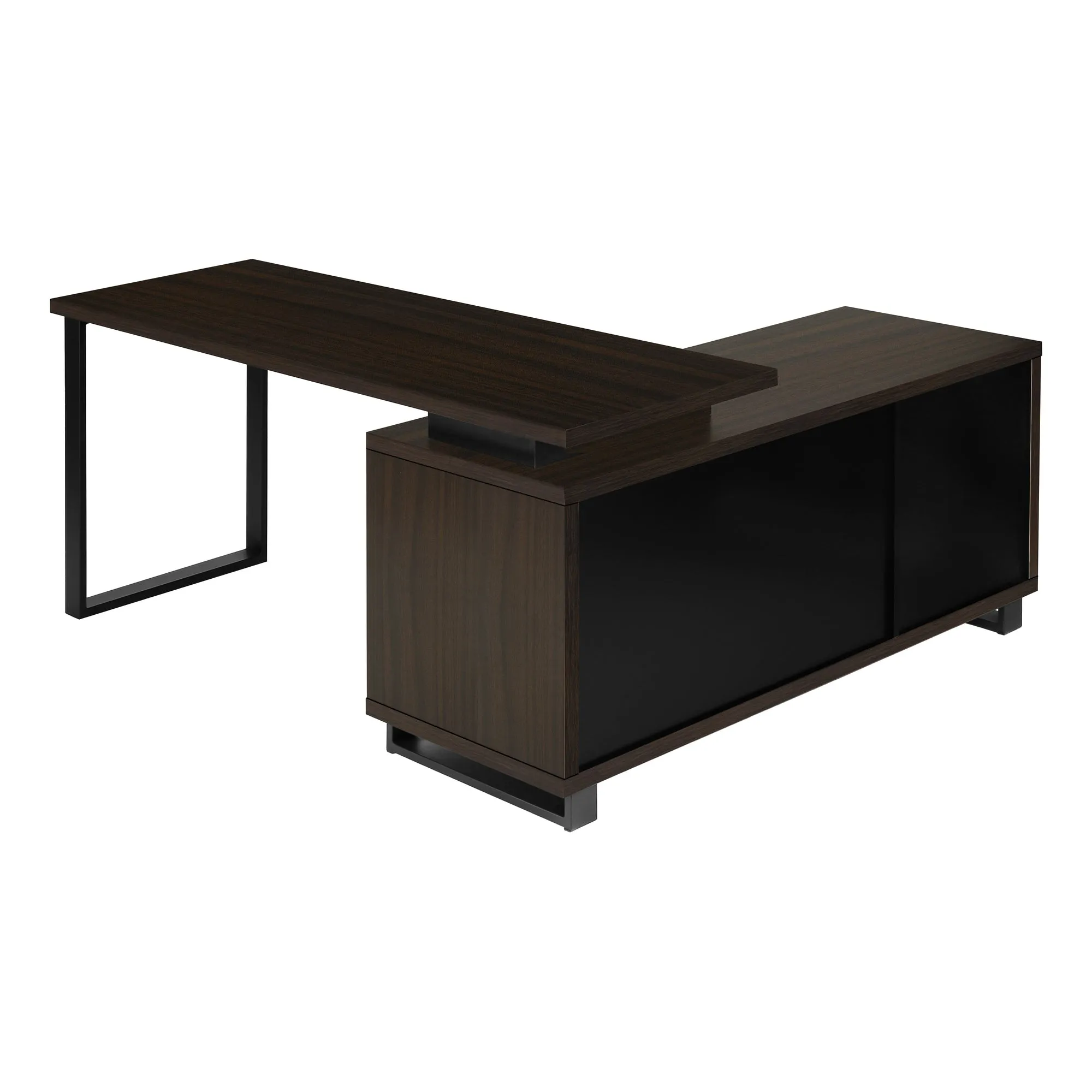 Computer Desk - 72"L Espresso / Black Executive Corner