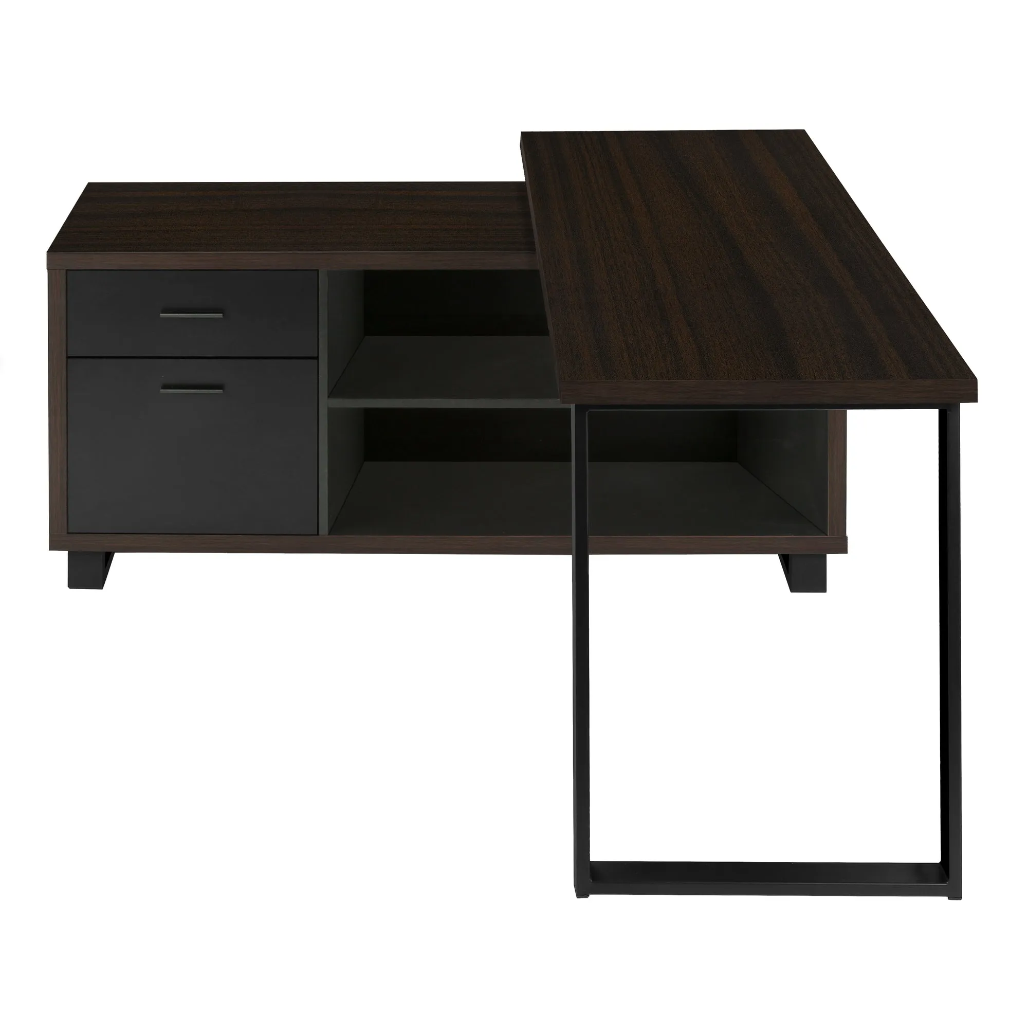 Computer Desk - 72"L Espresso / Black Executive Corner