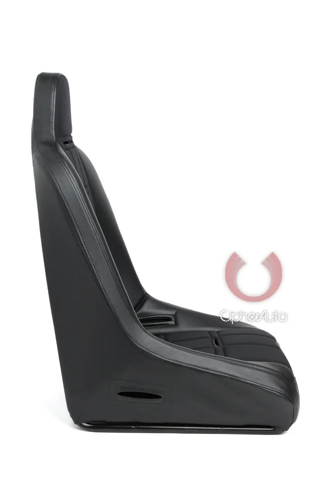 CPA3003 Black Leatherette w/ Fabric Insert Cipher Auto Universal Fixed Back Suspension Seat - Single