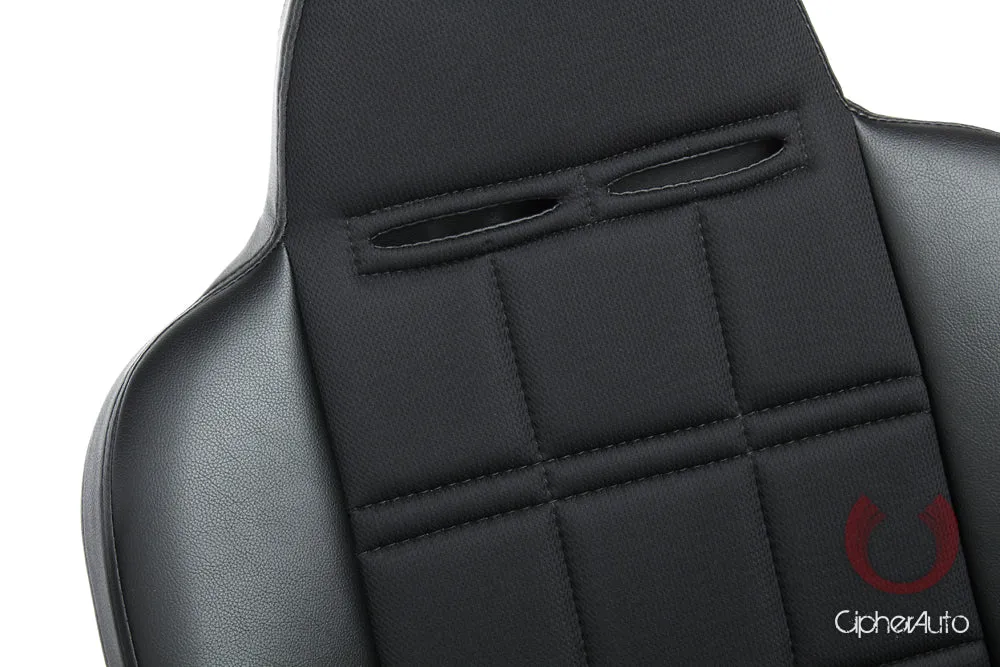 CPA3003 Black Leatherette w/ Fabric Insert Cipher Auto Universal Fixed Back Suspension Seat - Single