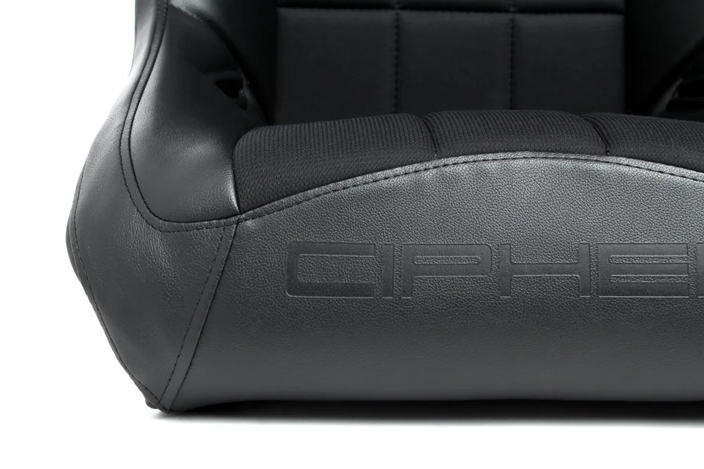 CPA3003 Black Leatherette w/ Fabric Insert Cipher Auto Universal Fixed Back Suspension Seat - Single