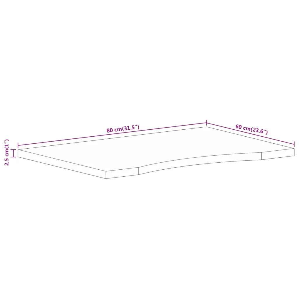 Desk Top with Curve 80x60x2.5 cm Solid Wood Rough Mango