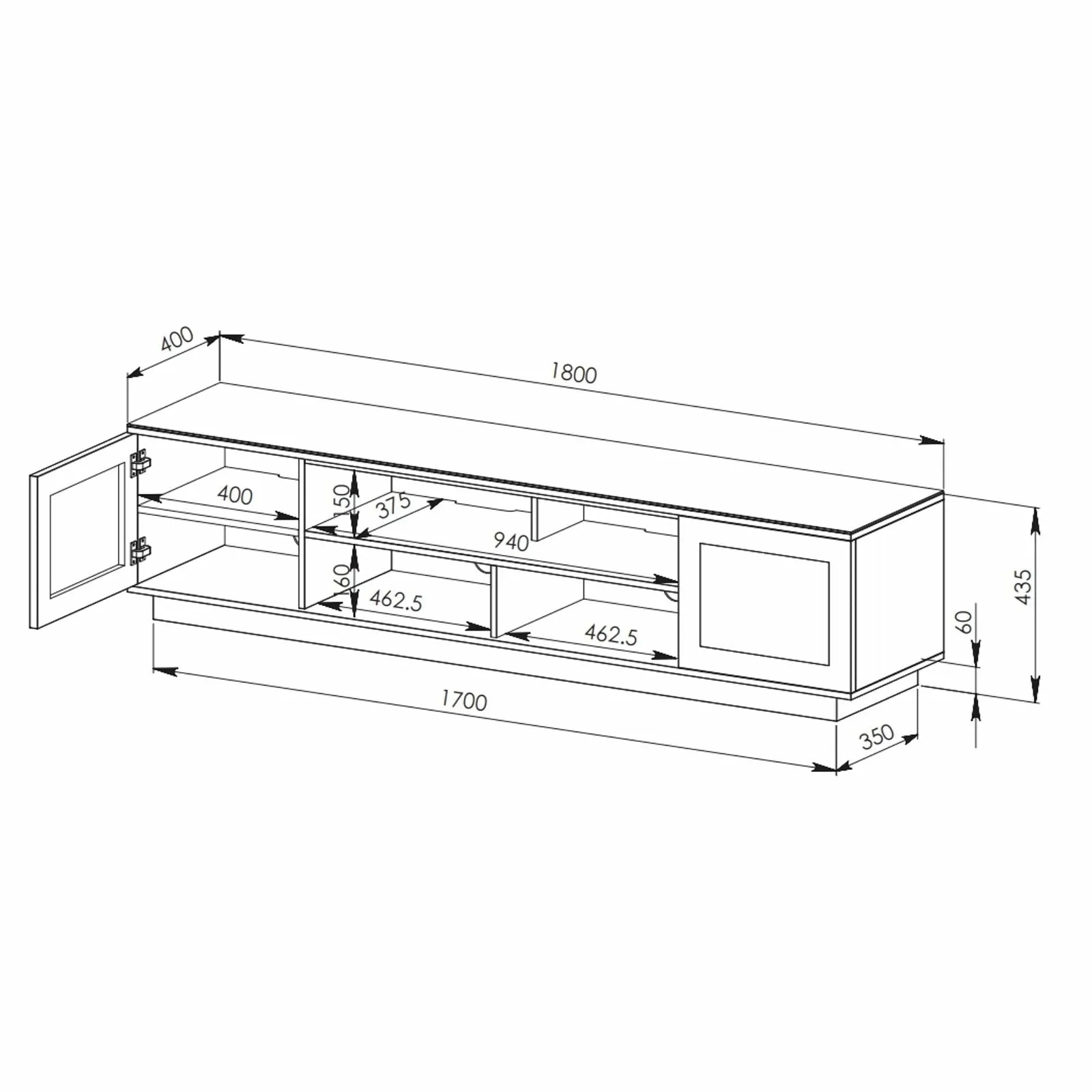 DIABLO 1800 Entertainment Unit Black by TAURIS™