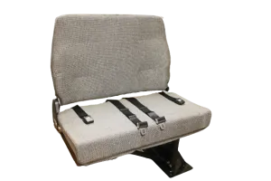 Double Mid Back BV Foldaway Bus Seat in Gray Cloth with 2-Point Belts - Street Side