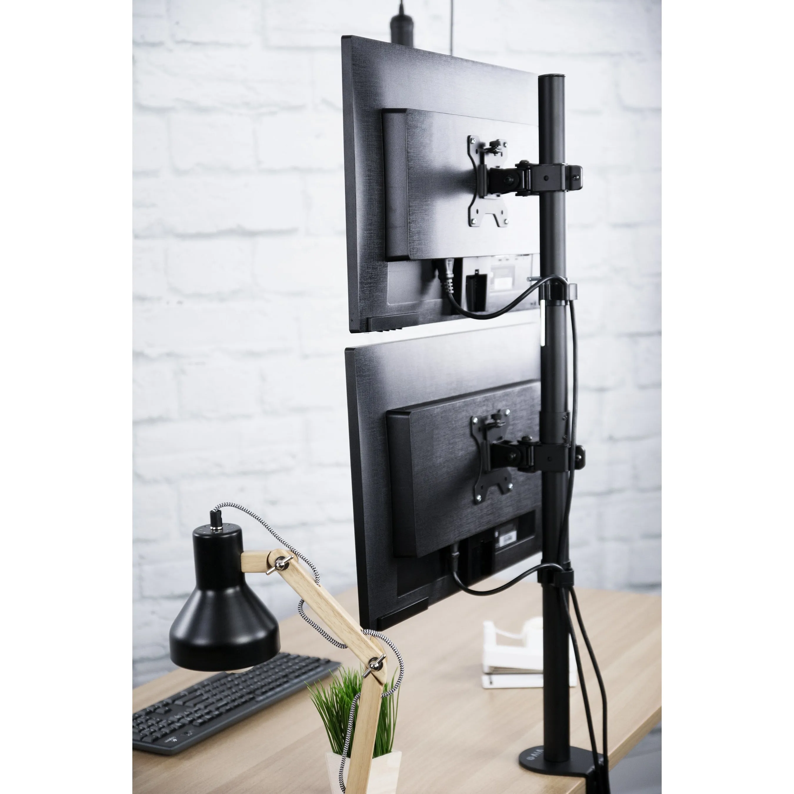 Dual Vertical Monitor Desk Mount