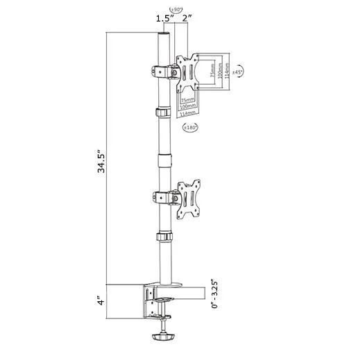 Dual Vertical Monitor Desk Mount