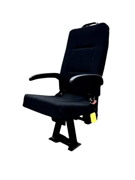 GO-ES Single Flip Swivel Seat with 3 Point Seatbelt Black Vinyl - Curbside