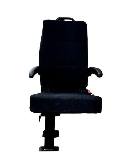 GO-ES Single Flip Swivel Seat with 3 Point Seatbelt Black Vinyl - Curbside