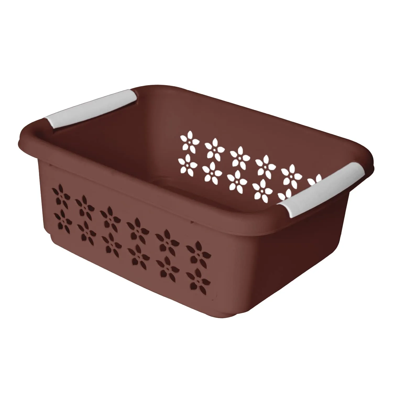 Heart Home Multipurpose Rectangle Shape Plastic Storage Basket for Kitchen, Fruit Basket, Office Table, Storage Organizer Small Pack of 2 (Brown)